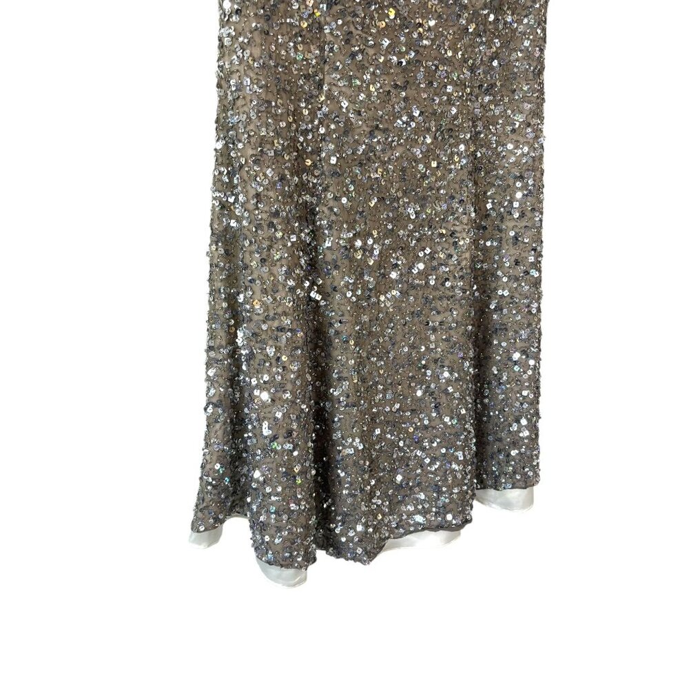 Scala Silver Champagne Sequin Skater Short Sleeveless Dress Medium - Picture 3 of 11